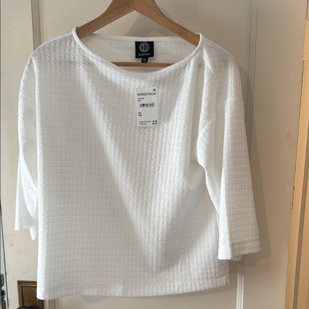 Bobeau White Textured Women's Top
